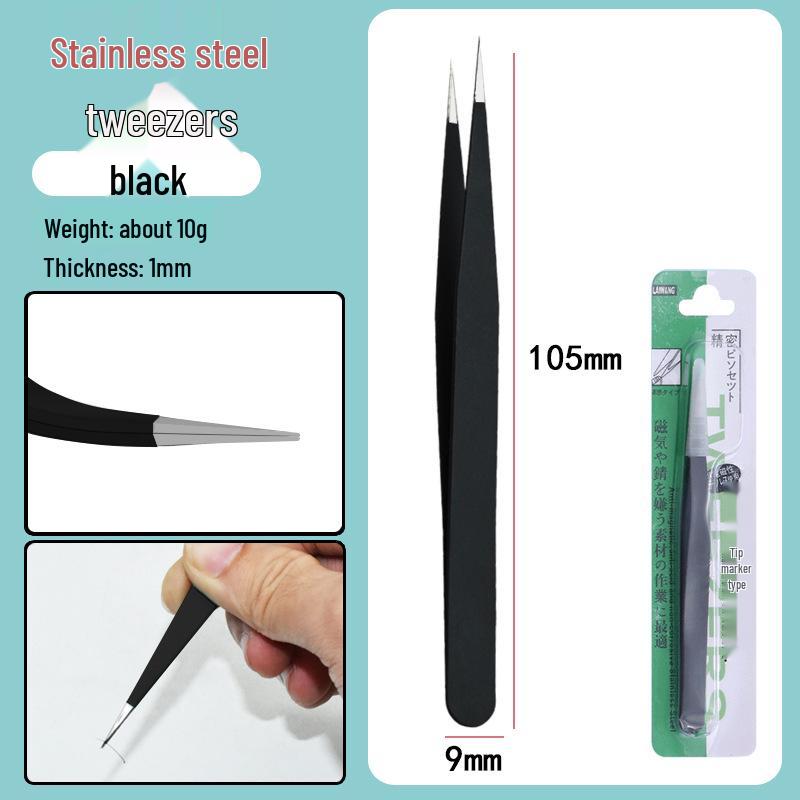 Colorful Stainless Steel Curved Tweezers for False Eyelashes and Planner Clips