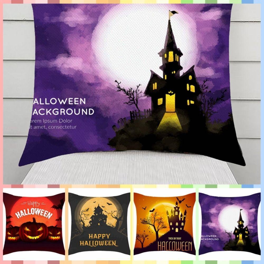 

Printing Halloween Pumpkin Pillowcase Linen Halloween Cushion Cover Horror Home