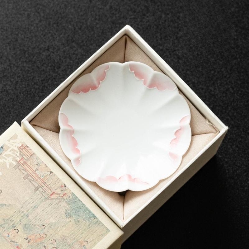 Hand-painted Piled Peony Coaster Ceramic Insulation Pad Household Chinese Kung Fu Tea Set Tea Ceremony Accessories Cups Holder