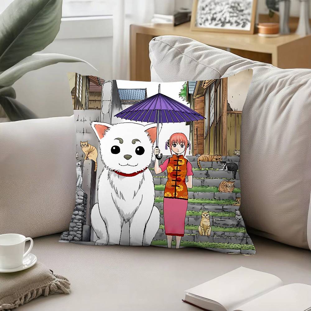 Anime GGintama Pillow Case Sofa And Living Room Decorative Cushion Covers Dustproof And Miteproof Invisible Zipper