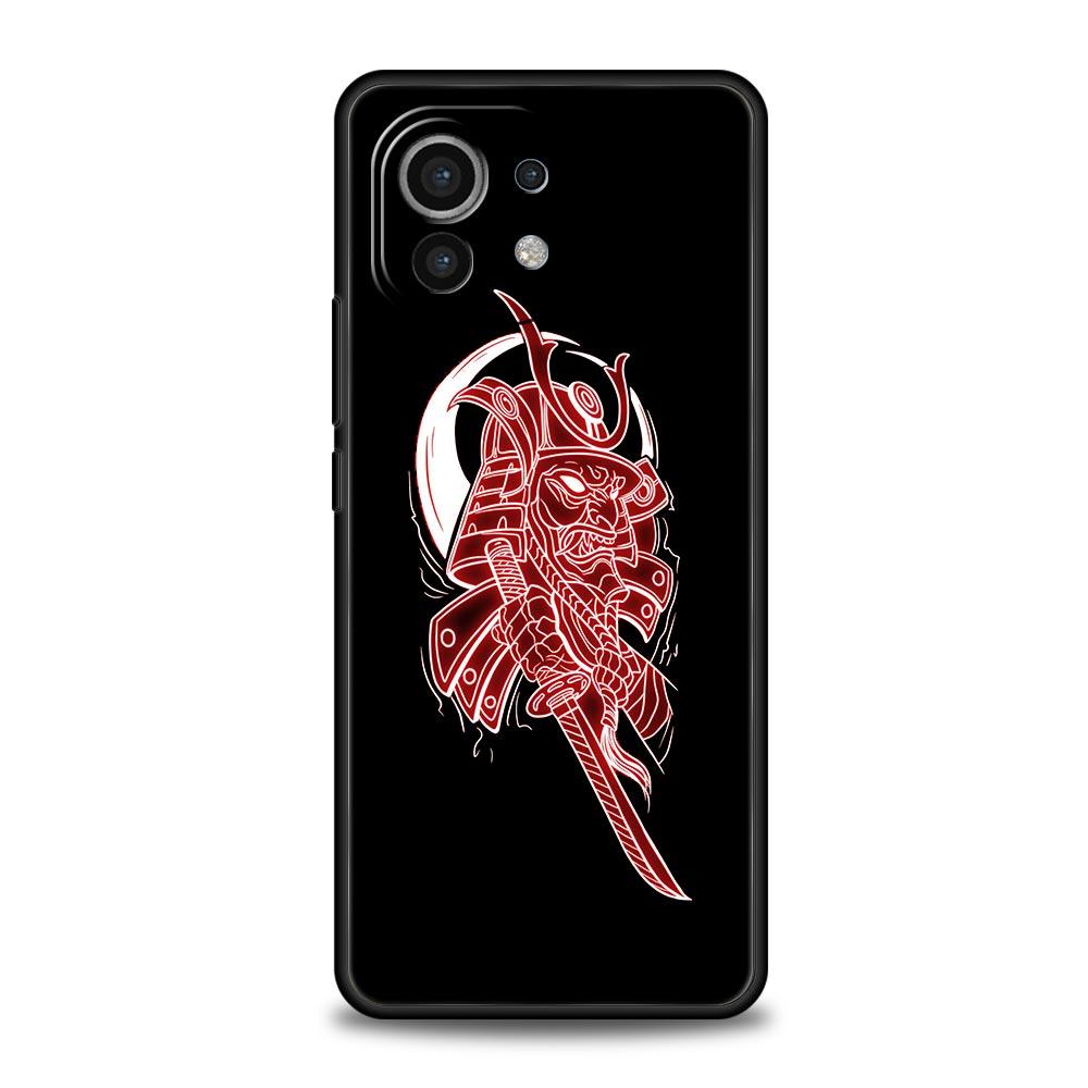 

Чехол для Xiaomi Poco X4 X3 NFC F3 F4 M3 M4 Mi Note 12T 10 11 Ultra 11T 13 Pro 10T 12 Lite 9T 5G Мягкий чехол Samurai Oni Mask неоновая Poco M4 Pro 5G