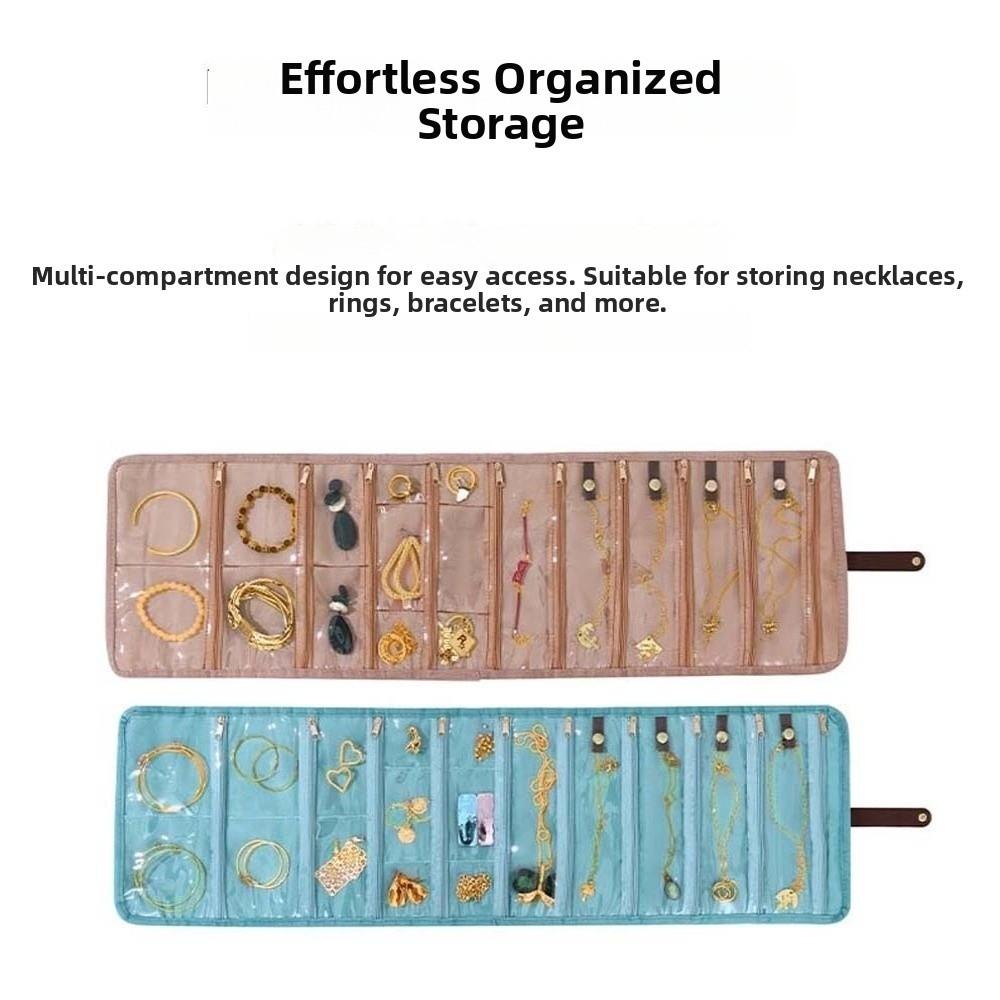 Multi-pocket Rolled Jewelry Storage Bag Compact Rings Necklace Storage Pouch Women