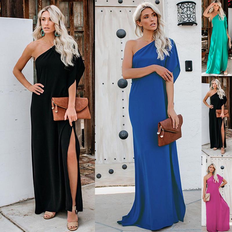 one shoulder dress with split