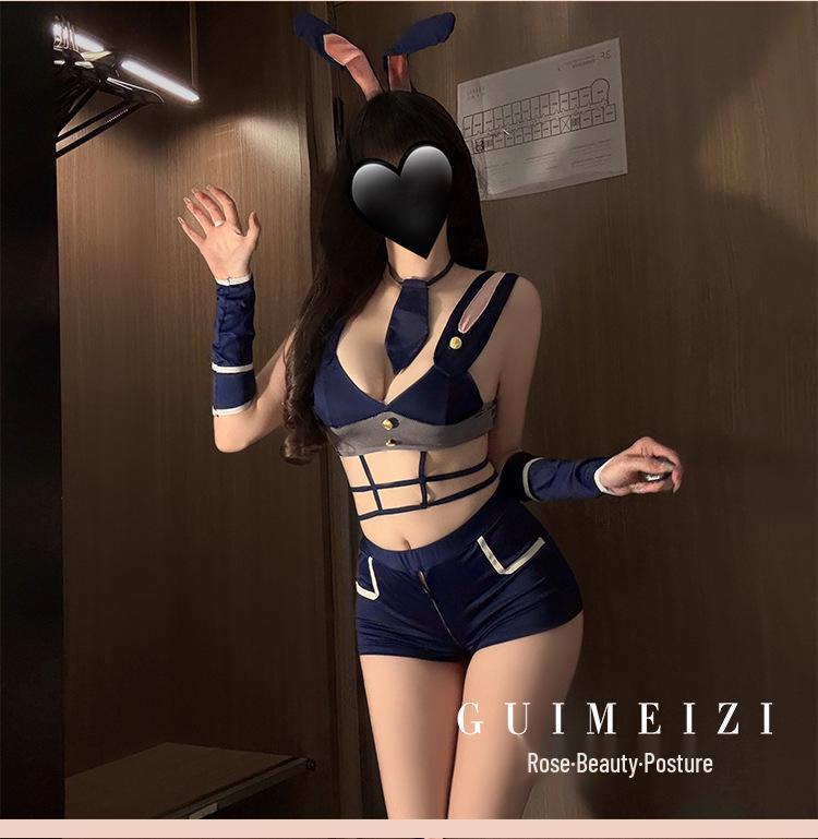 Bunny Investigator Cosplay Lingerie: Temptation Open Crotch Sleepwear Set