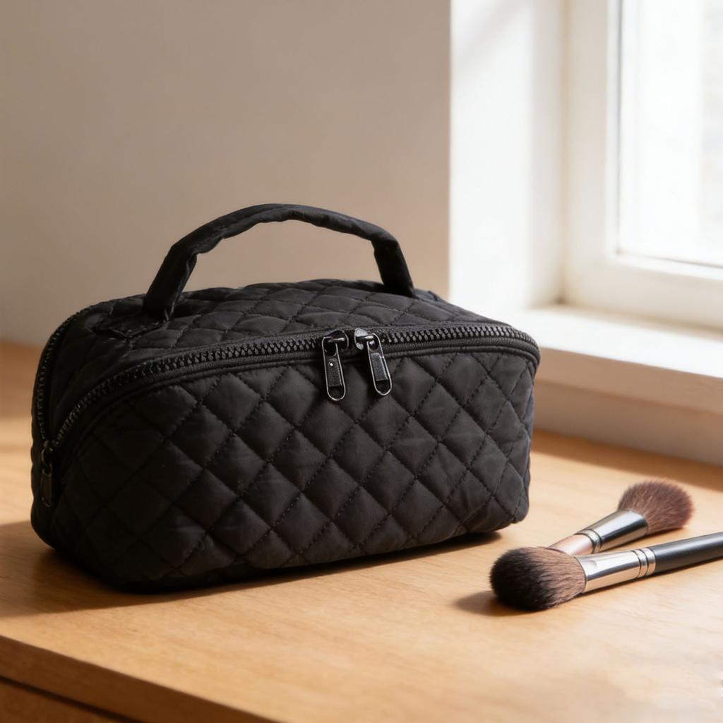 Travel Makeup Bag for Women Large Capacity Portable Cosmetic Organizer Toiletry Bag Black