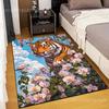 Tappeto Tigre e Fiori Rosa Multiusura per Soggiorno Camera da Letto Divano Arredamento Casa Tappeto Tappetino Antiscivolo Regalo di Lusso