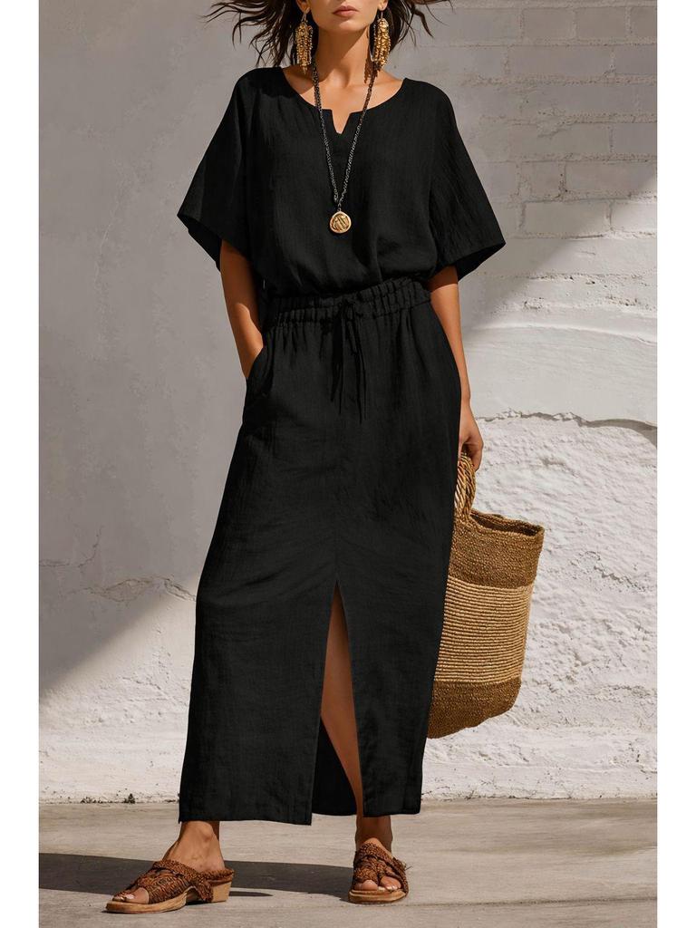 Spring/Summer 2026 Bohemian Batwing Sleeve Top & Slim Long Skirt Set