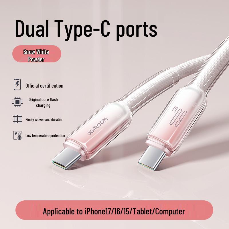Jiletang 60W Fast Charging Crystal Clear Data Cable for iPhone 16 & Apple 15