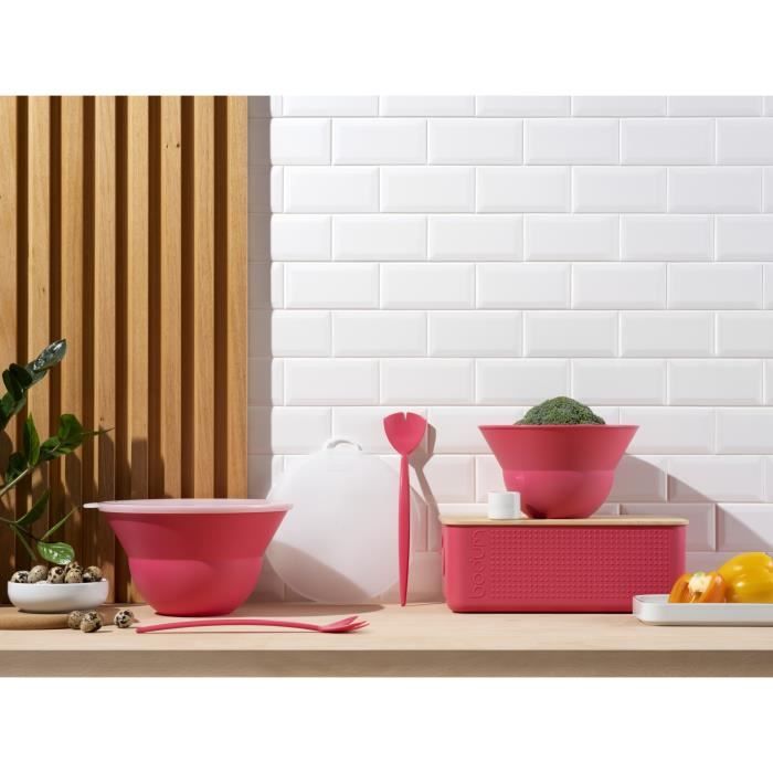 Ensemble de 2 saladiers 3 l et 4.9 l avec couvercle silicone - BODUM - Topee - Bubblegum