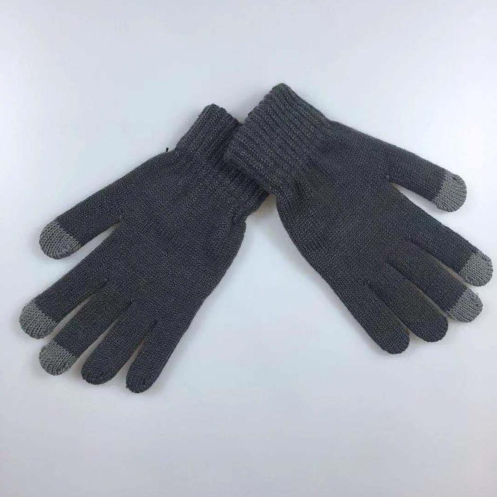 Adult Imitation Cashmere Monochrome Thermal Touch Screen Knitted Gloves Men's Thickened Outdoor Riding Winter Models