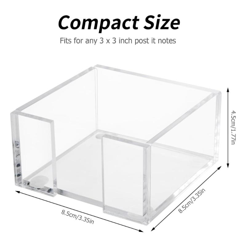 Large Sheet Compacts Clear Stick Note Holders Box with Adhesive Note Office Essential With Space Saving Storage Solution