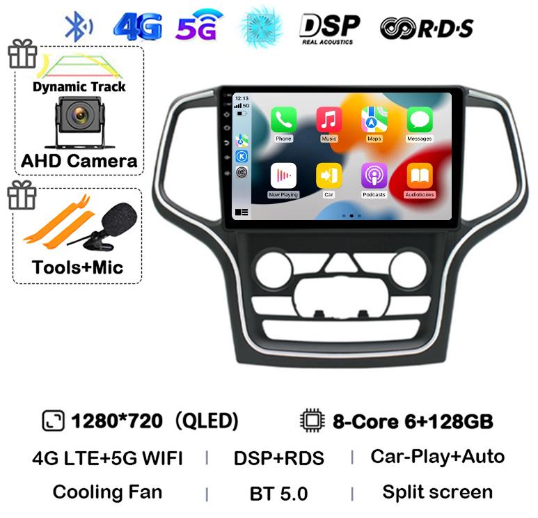 Android 14 Wireless Carplay Auto 4G+WIFI For Jeep Grand Cherokee WK2 2014-2017 Navigation GPS Car Radio Multimedia Video Player