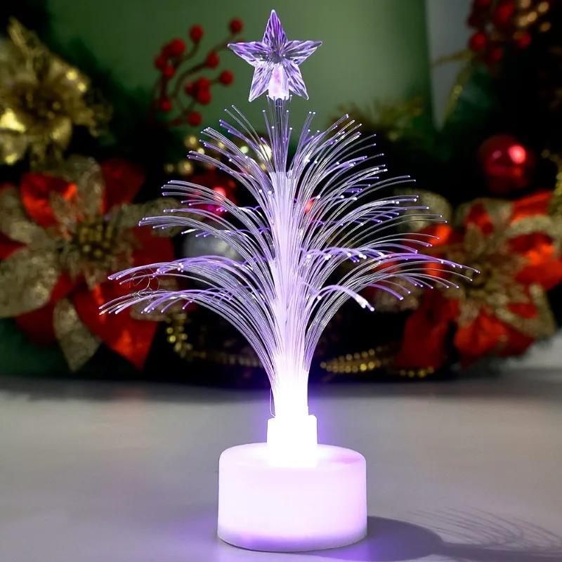 3/1pcs Mini Flashing LED Christmas Tree Colorful Fiber Optic Christmas Tree Night Light Home Party Decorations Romantic Gifts