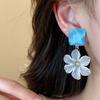 Big Floral Women Earrings Exaggerated Ladies Stud Earrings Korean Ins Acrylic Flower Earrings  Gift
