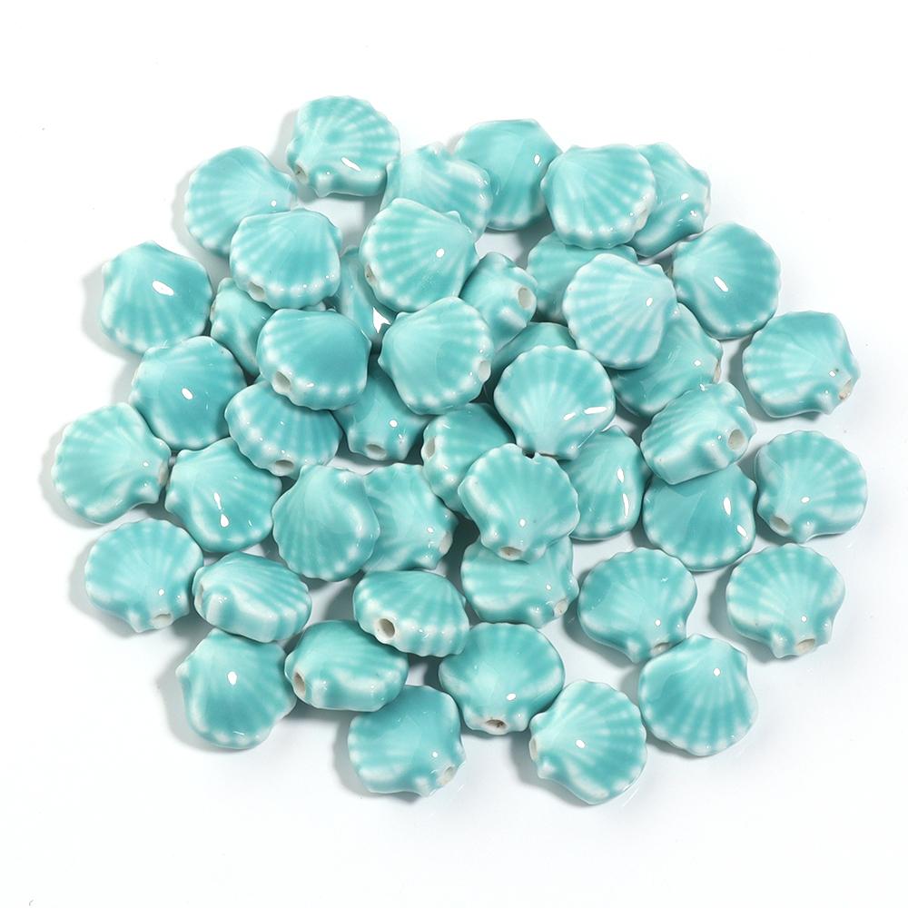 

5pcs Ceramic Shell Beads 12X11.5mm Colorful Floral Glaze Porcelain Loose Spacer Bead For Jewelry Making DIY Bracelet Accessories зелёный
