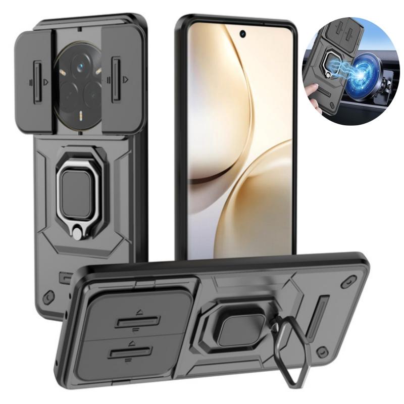 Shockproof Armor Case For OPPO Realme 14 Pro 5G Slide Lens Camera Protection Back Cover for Realme 14 Pro Plus Ring Stand Cases