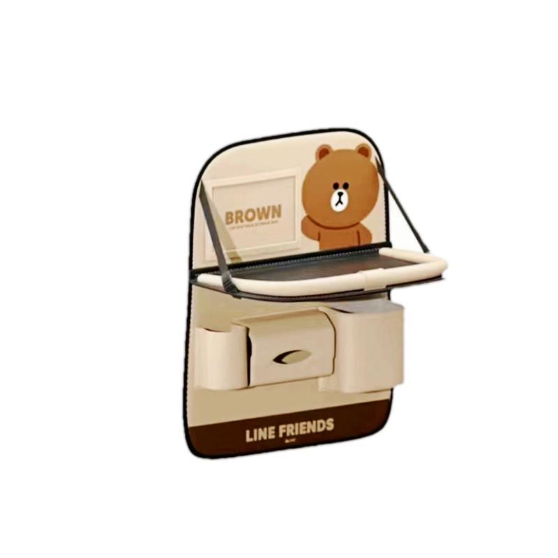 Cartoon Car Seat Back Organizer & Kick Mat with Leather Finish