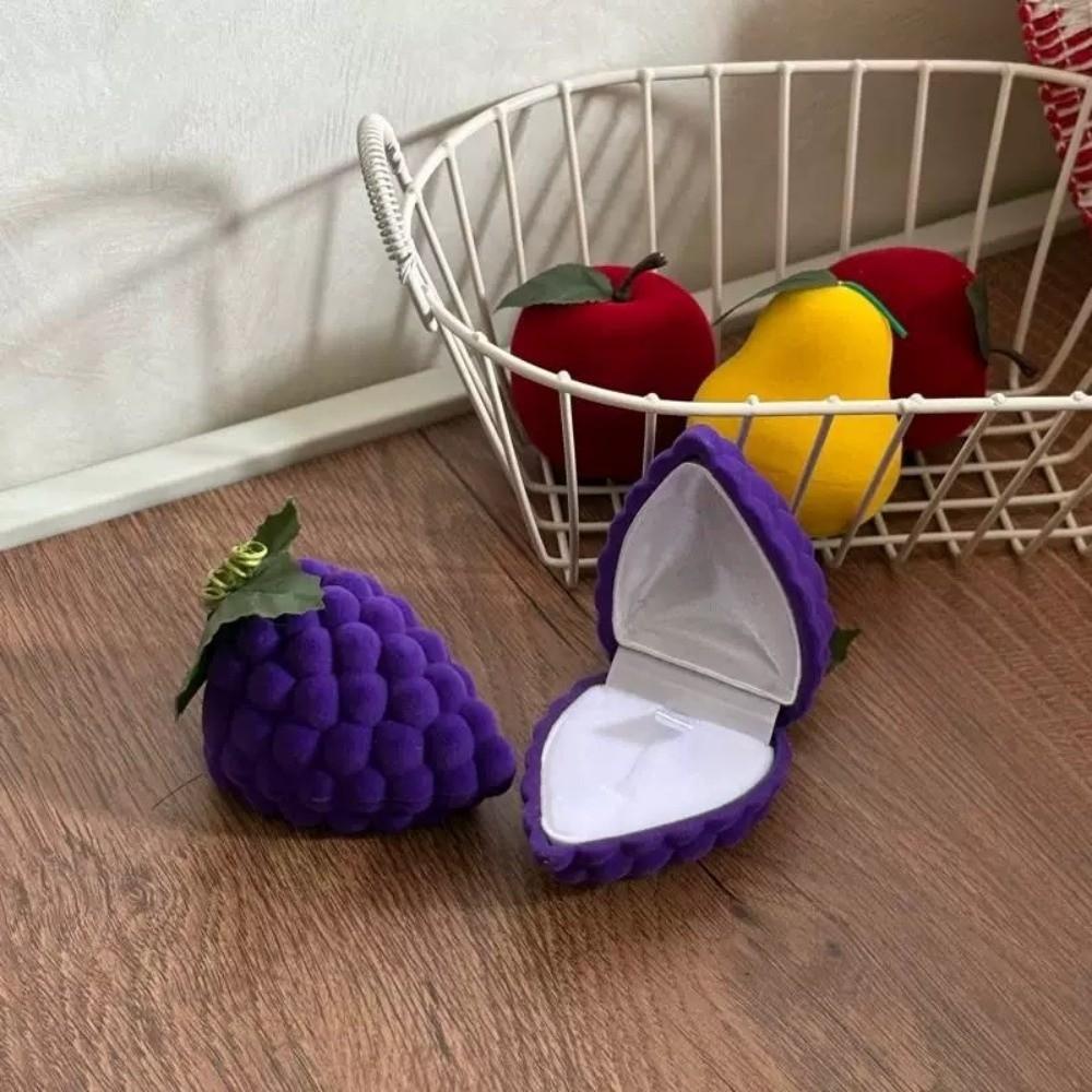 Grape Fruit Ring Box Pineapple Flocked Jewelry Box Mini Cherry Necklace Organizer  Couples