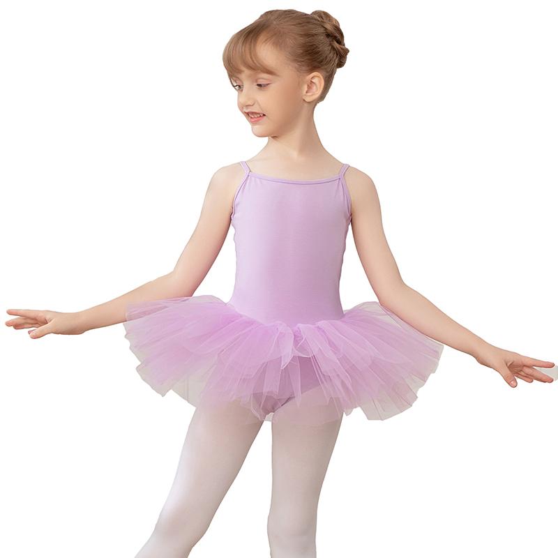 Bambine Costume da Ballo Body da Balletto Giunzione in Rete Vestito Tutù in Cotone Abbigliamento da Danza per Bambine Bambini