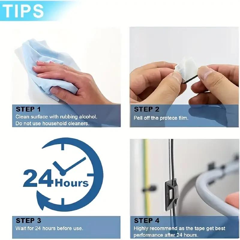 200-Piece Zip Tie Bracket with Self-Adhesive Backing - Cable Management Clips and Wall Anchors for Secure Wire Fixation