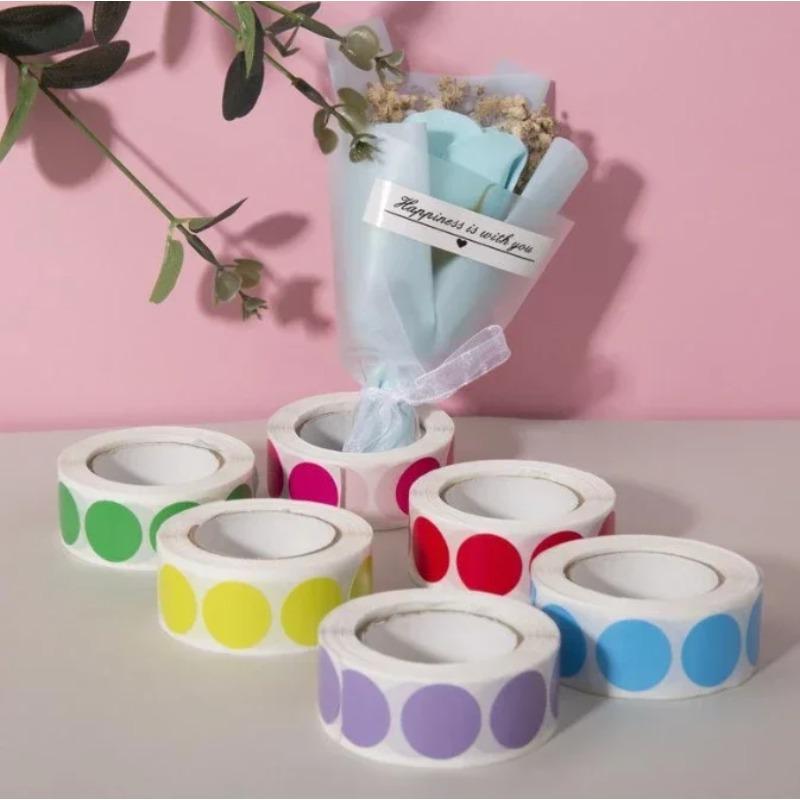 1000 PCS Color Dot Label Sticker  Classification Mark Coated Paper Sticker Rolls  Kawaii Stationery  Aesthetic