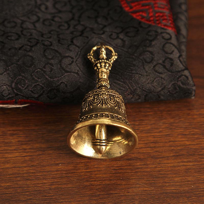 Tibetan Brass Vajra Bell: Antique Demon Subduer Pendant