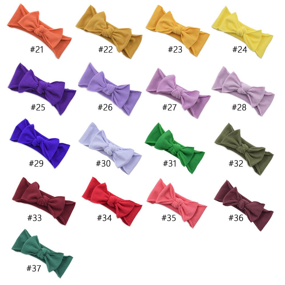 Çocuk Naylon Dikişsiz Fiyonklu Saç Bandı Elastik Saç Bandı Bebek Başlığı Bebek Saç Aksesuarları Düz Renk Düğümlü Saç Bandı