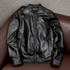 New Mens Genuine Leather Jacket Slim Fit Short Style Sheepskin Coat Autumn Stand Collar Casual Outerwear
