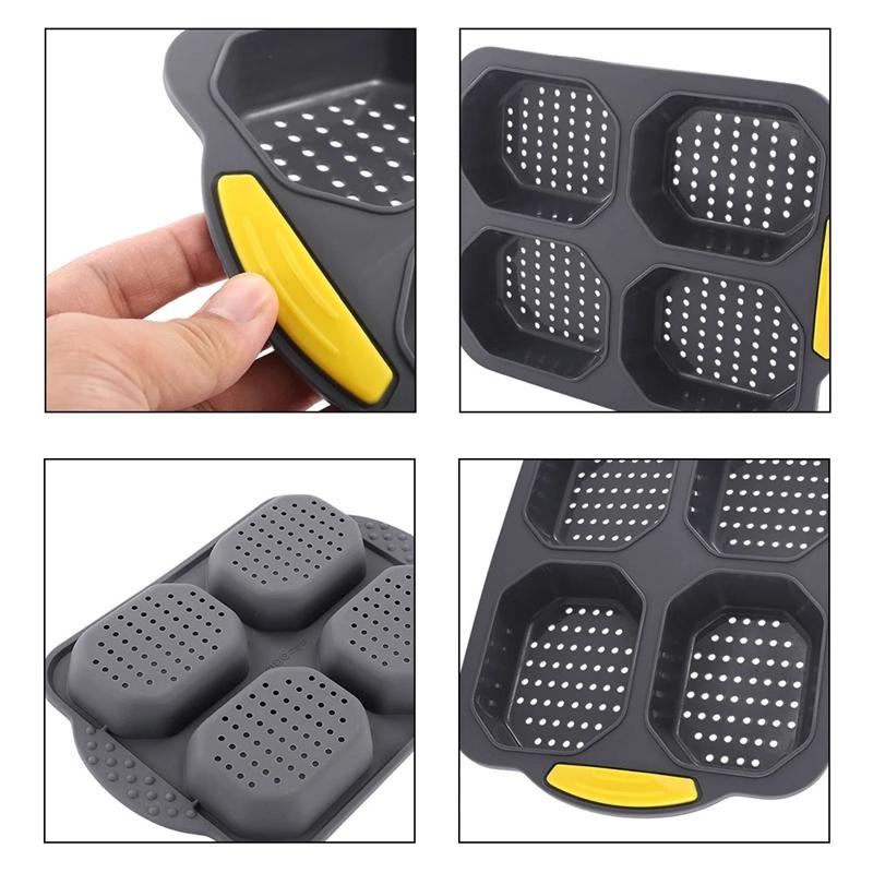 Baking Mould Restaurant Hamburger Bun Silicone Mold Foldable Reusable Bread Pan Heat Resistance DIY Kitchen Tool Accessories