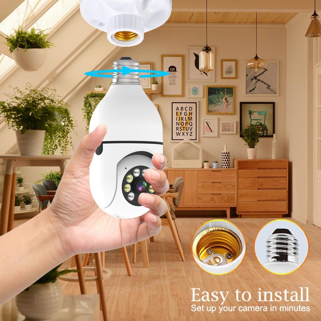 HD 1080P 360 ° Obrót Automatyczne śledzenie Kamera panoramiczna Żarówka Bezprzewodowa 5G Wifi Kamera PTZ IP Zdalne oglądanie Bezpieczeństwo Nadzór Alarm dźwiękowy