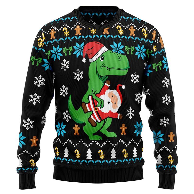 Maglioni Brutti di Natale Tree Rex Divertenti Nuova Moda Maglione Grafico Dinosauro Cartone Animato Per Donne Abbigliamento Regalo di Natale per Ragazzi Top PALESTRA