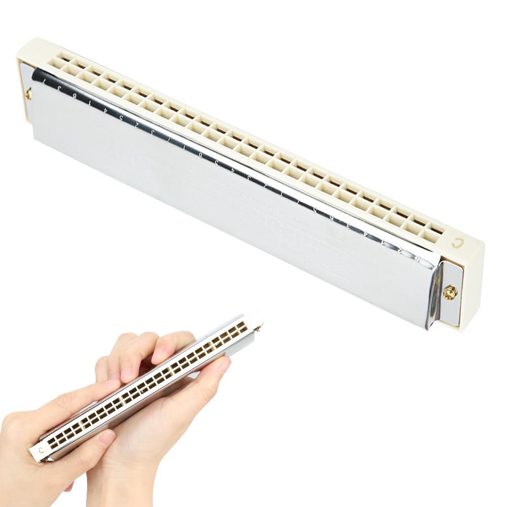 Professional Mouthorgan Harmonica Diatonic Harp C Key Stainless Steel Cover Plate 24‑Hole