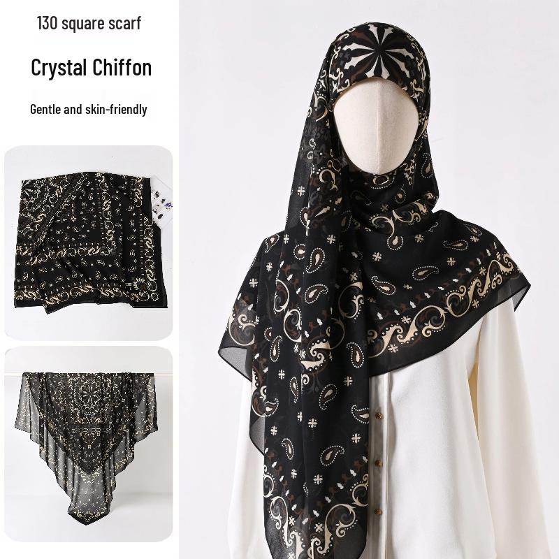 Damenmode 130x130 Seidenähnlicher Gaze Quadratischer Schal Stola - High-End, Leichtgewicht, Langer Schal
