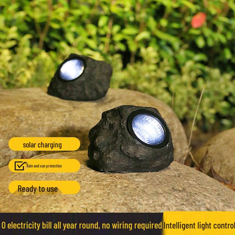 Temu Solar LED Stone Spotlight for Outdoor Garden and Courtyard Decoration