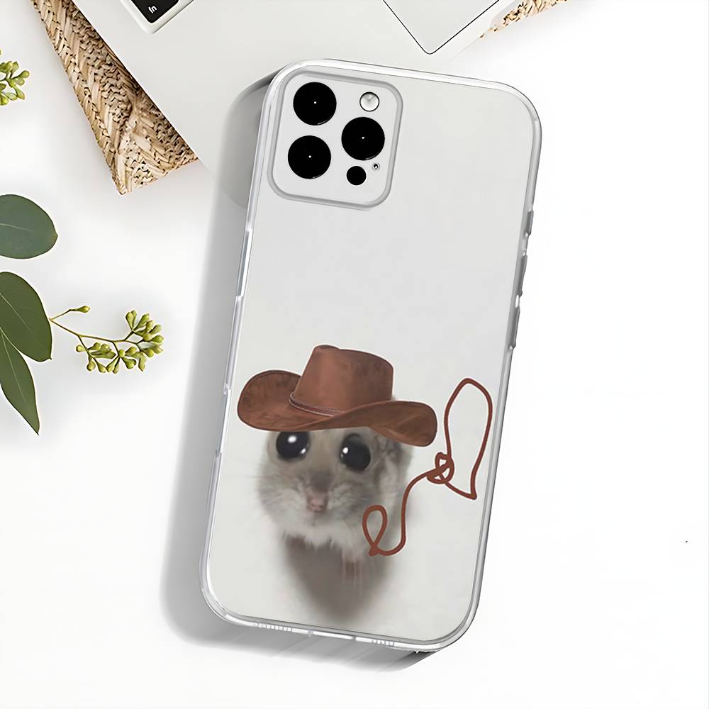 Sad Hamster Meme Phone Case For iPhone 17,16,15,14,13,12,11 Pro,Max,Plus,X,XS,XR,SE4,E Mini Transparent Soft Cover