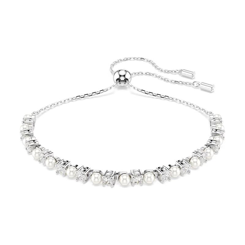 Swarovski Matrix Imitation Pearl Crystal Trim Synthetic Cubic Zirconia Bracelet Women s White 5689633 белый