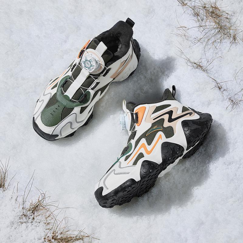 Anta Kids Panstone Trendy Fashion Thickened Non-Slip Durable Low-Top Casual Shoes Kids Sneaker Green White Gray A12446922-2