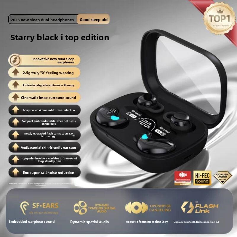 Bluetooth Sleep Dual Earbuds 2025 New Noise Cancelling Wireless Ear Clip Half In-Ear 2-in-1 0.05kg Pair Sound Isolation Sleep Aid