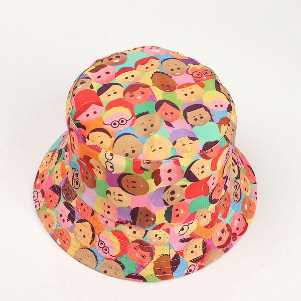 Cartoon Bucket Hat Small Pattern Fisherman Hat Double-sided Basin Hat All-match for Outdoor Running Walking Camping One