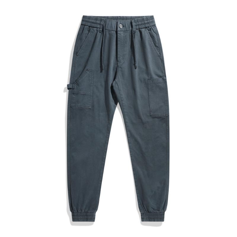 Spring and Autumn Men's Versatile Simple Retro Leisure High Street Washing Overalls Pants Function Fashion Personality.
