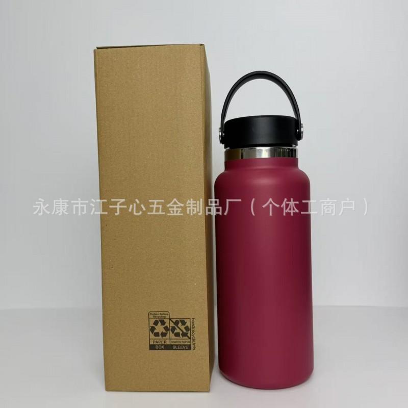 Borraccia Termica in Acciaio Inossidabile 32oz 40oz Doppia Tappo Tazza da Viaggio per Esterno con Manico Ermetica Palestra Escursionismo Campeggio