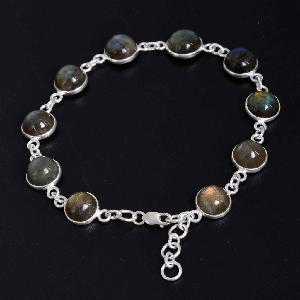 Labradorite 925 Sterling Silver Bracelet, Birthstone Bracelet Gift For Her Mom, Anniversary Gift