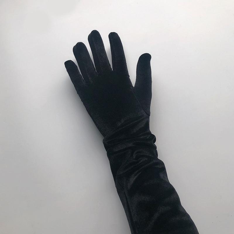 Lange Ärmel Opernshow-Handschuhe für Damen Samthandschuhe 1920er Flapper Dehnbar Ellbogenlang Halloween-Kostümhandschuhe