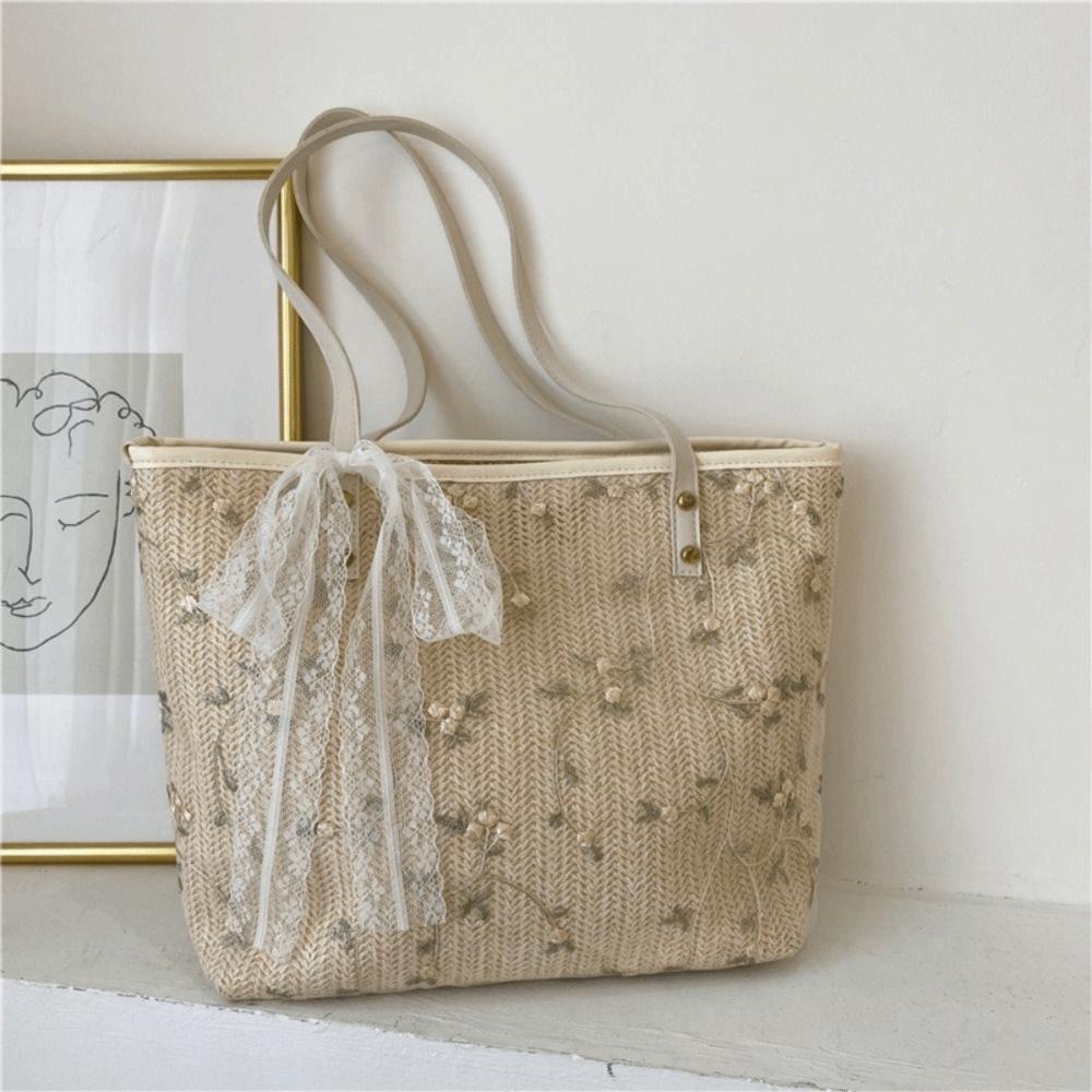 Large Capacity Beach Bag Handmade Tote Bag Single Shoulder Handbag  Shopping