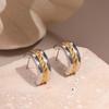 GEMCHIC Damen 18K Gold Plated Zweifarbig Edelstahl Creolen Minimalistisch Geometrisch Modeschmuck