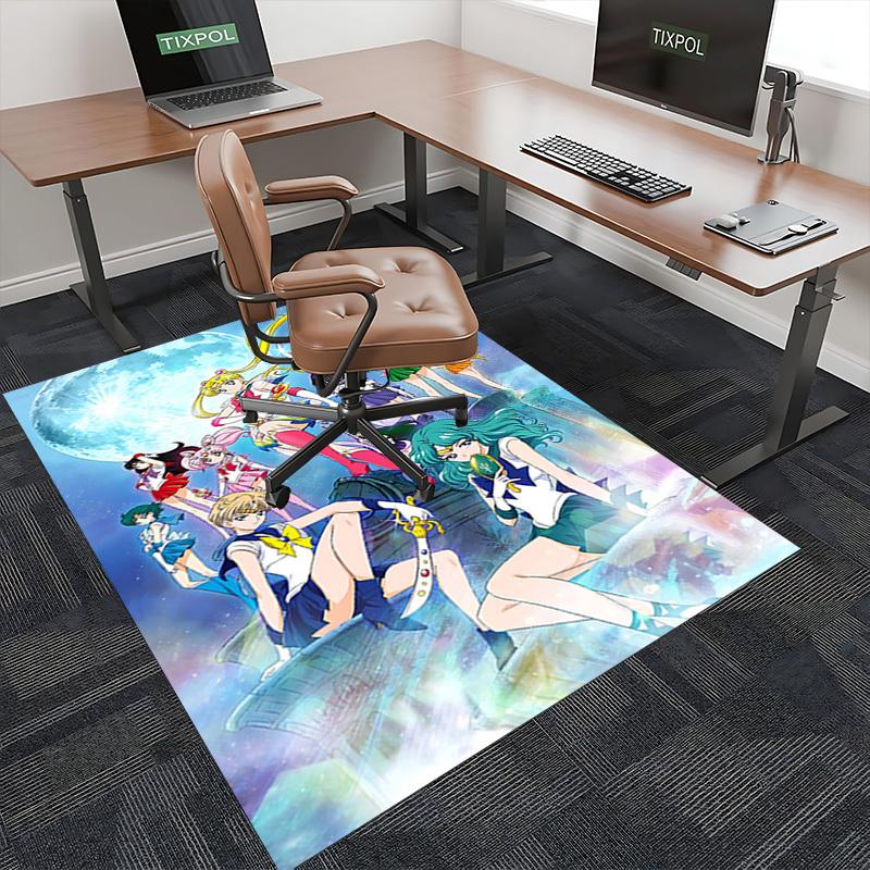 1pc Sailor Moon Anime Chair Mat - Office Desk Pad with Sailor Scout Design, Non-Slip Rug for Home Decor, Suitable for All Seasons, Perfect Gift Idea.O
