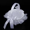 Romantic Petals Storage Satin Flower Girl Basket Bowknots Decor White for Wedding Ceremony Party Decorations 5 Style