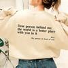 You Are Enough Casual Round Neck Long Sleeve Printed Plus Velvet Hoodie