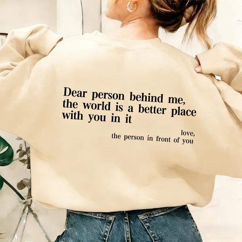 You Are Enough Casual Round Neck Long Sleeve Printed Plus Velvet Hoodie