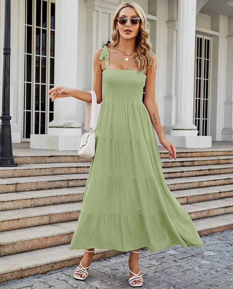 French High-End 2026 Spring/Summer Women's Sexy Printed Spaghetti Strap Dress